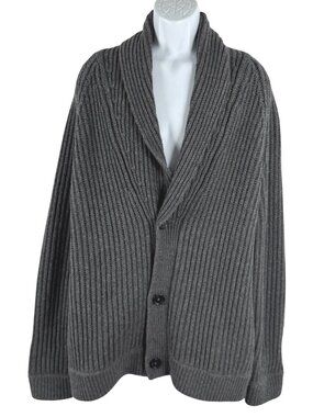 Vince Shawl Collar Cardigan Sweater Mens Large Wool Blend Charcoal Gray CJ-2354